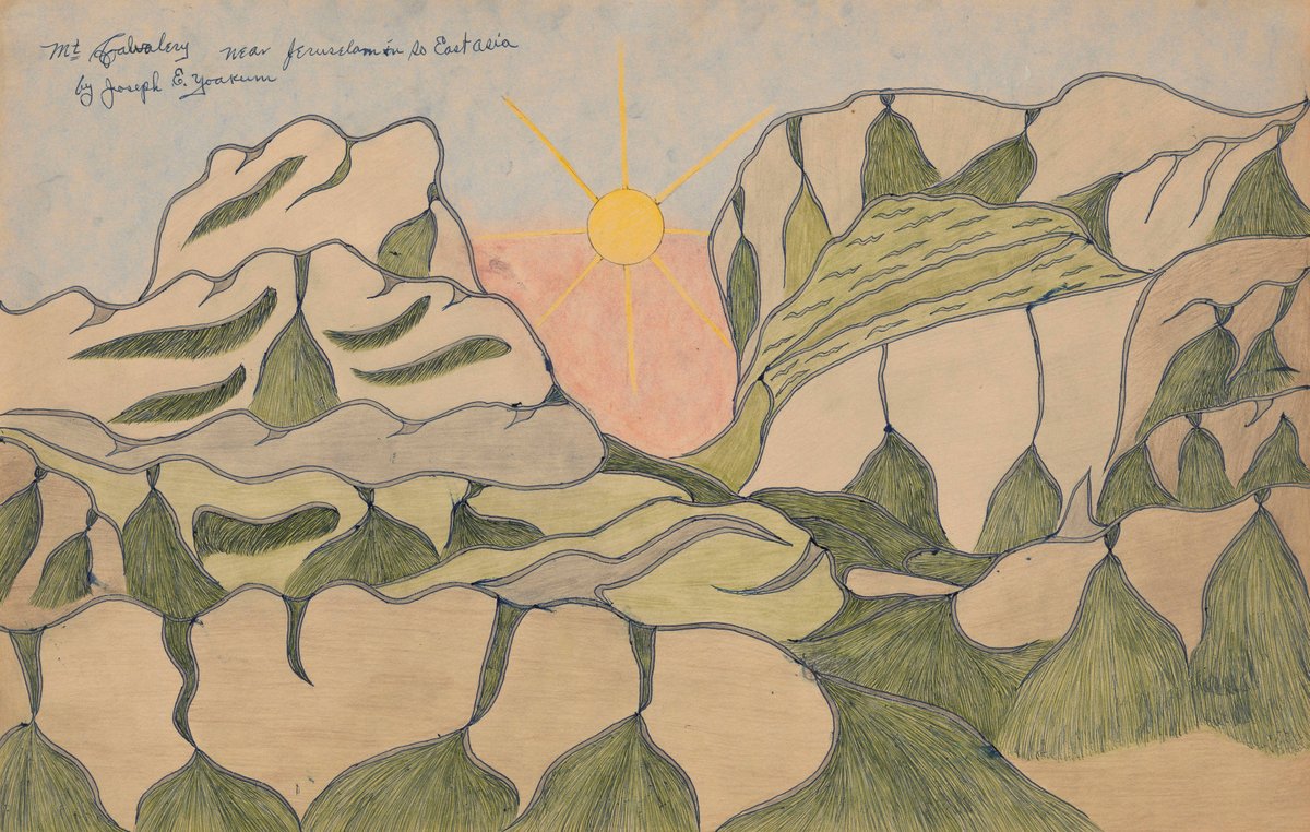 MuseumModernArt's tweet image. “Where my mind led me, I would go. I’ve been all over this world four times.”

At age 71, artist #JosephYoakum began making landscape drawings of the places he had travelled to over the course of his life.

Now open! See "Joseph E. Yoakum: What I Saw": mo.ma/josephyoakum