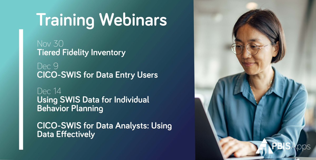 PBISApps's tweet photo. Is your school ready to use the TFI? Need to hone your CICO-SWIS skills or learn how to use data to support students at advanced tiers? ⬇️⬇️⬇️
11/30: https://t.co/FphIk2Wcg4
12/9: https://t.co/hL4HwReTIO
12/14: https://t.co/BQ7tXJC7MB &amp; https://t.co/yJU7vTYIyk
#PBIS #MTSS https://t.co/APVKLc11U6