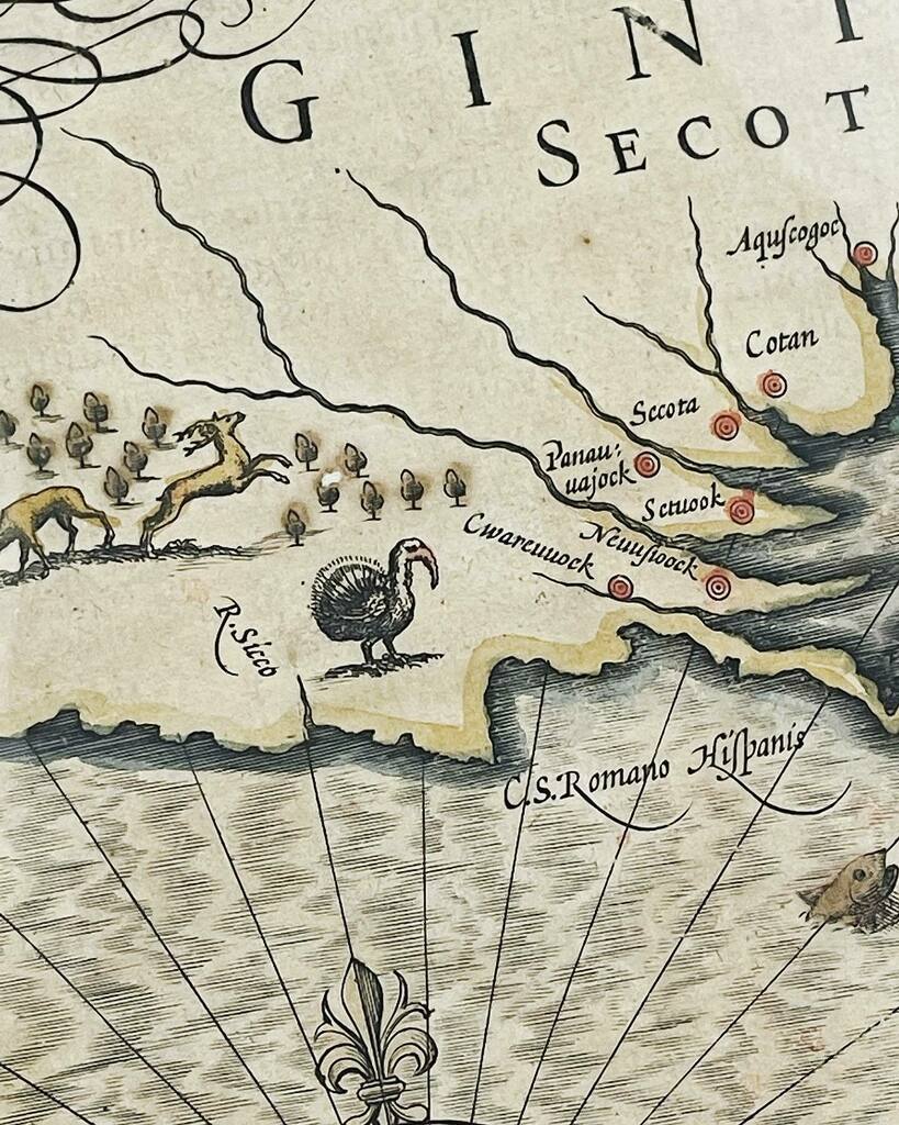 HornbakeLibrary's tweet photo. Happy #thanksgiving #terps! 🦃 Here’s a unique #17thcentury #turkey sighting in our Maryland map collection!
Virginiae Item et Floridae Americae Provinciarum Nove Descriptio, 1639
#maps #archives #specialcollections #umdspecialcollections #oldmaps #turkeys #hornbakelibrary … https://t.co/vzniVGP4Wb