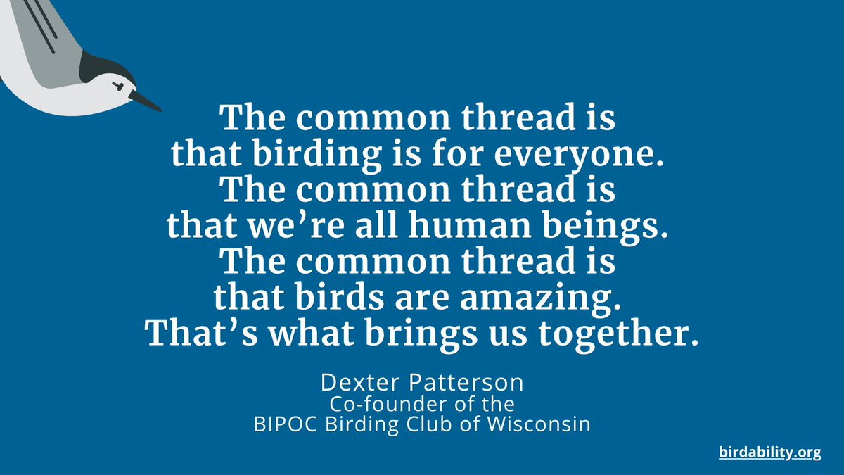 birdability's tweet photo. Dexter Patterson, who co-founded of @BIPOCBirdingWI, dropped this during the Good IDEA for Birding panel during #BirdabilityWeek2021 YES. 🖤If you missed it, you can watch the recording on the Birdability YouTube channel! https://t.co/McHWXyAEvT #BirdingIsForEverybody https://t.co/qfzmWi5EQM