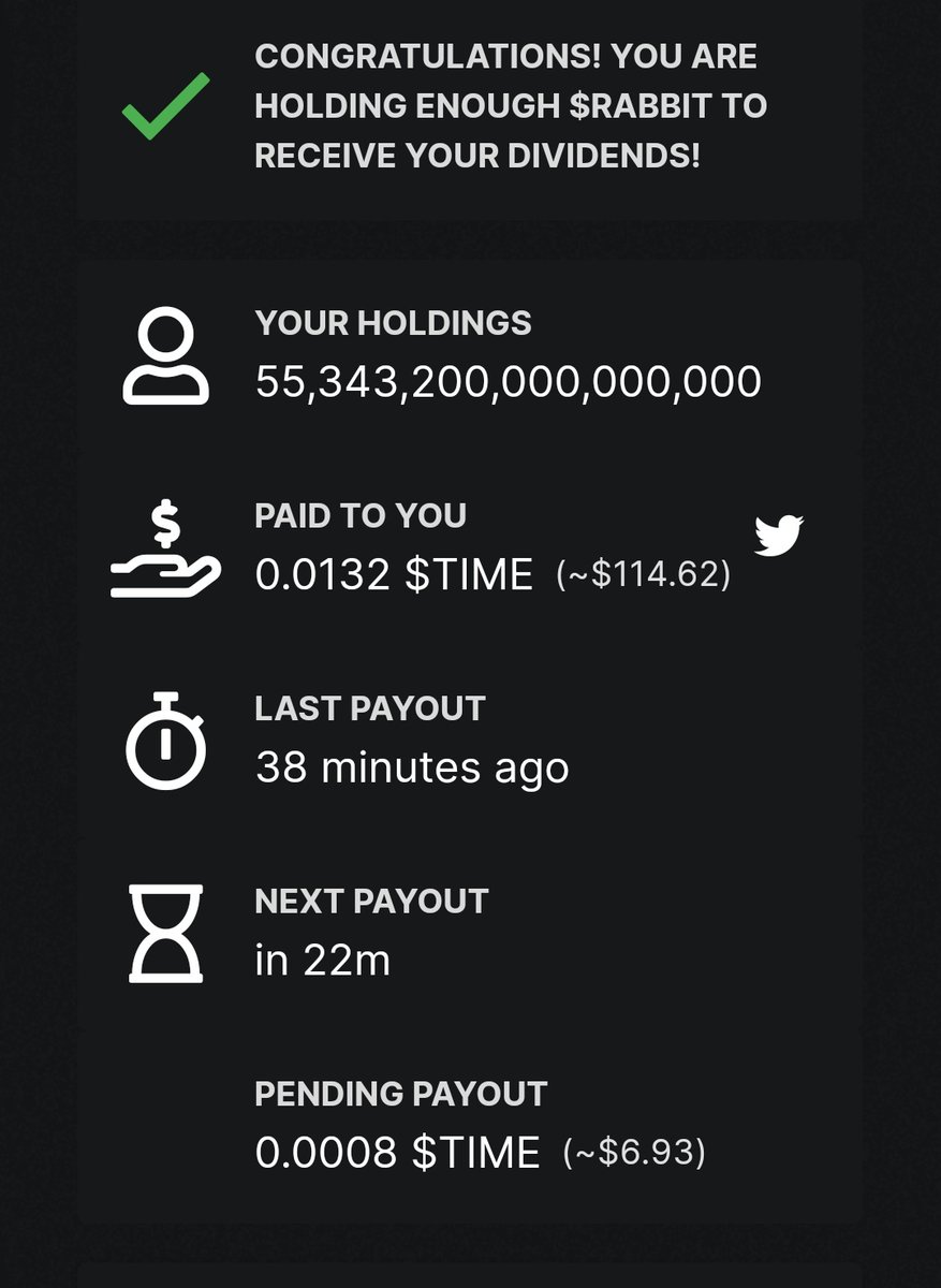 herbpkr's tweet photo. @whiterabbitavax 1 hour later

$RABBIT $TIME https://t.co/z5pw8S2cnQ https://t.co/I0HcYpgYC1