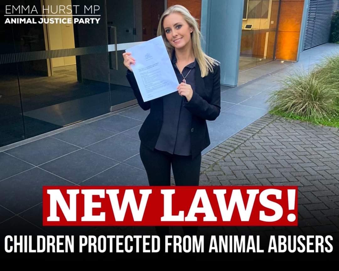 Animal Justice Party (@animaljusticeau) on Twitter photo BREAKING!
ANIMAL ABUSERS CAN NO LONGER PASS WORKING WITH CHILDREN CHECKS
Thank you <a href="/MlcHurst/">Emma Hurst</a> <a href="/AJPNSW/">Animal Justice Party NSW</a>
Our new laws must recognise that people who harm animals are a risk to the broader community!
#VOTE1AJP BREAKING!
ANIMAL ABUSERS CAN NO LONGER PASS WORKING WITH CHILDREN CHECKS
Thank you <a href="/MlcHurst/">Emma Hurst</a> <a href="/AJPNSW/">Animal Justice Party NSW</a>
Our new laws must recognise that people who harm animals are a risk to the broader community!
#VOTE1AJP