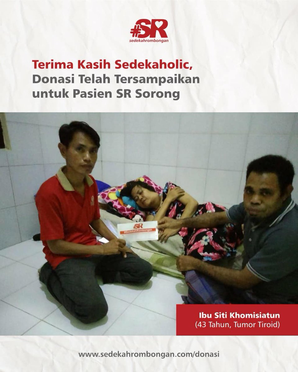 Sedekah tersalurkan untuk pasien dampingan Sedekah Rombongan di Sorong, Papua Barat.

Alhamdulillah, di mana pun asal Sedekaholic, insyaaAllah sedekah tersalurkan di berbagai penjuru Indonesia.

Yuk terus bantu saudara-saudara kita di Sedekah Rombongan.