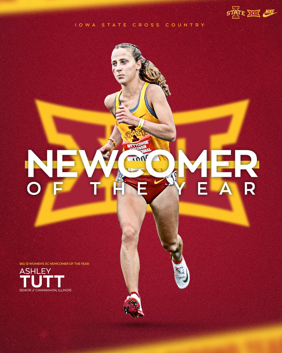 Ashley Tutt is the 𝐁𝐢𝐠 𝟏𝟐 𝐖𝐨𝐦𝐞𝐧'𝐬 𝐍𝐞𝐰𝐜𝐨𝐦𝐞𝐫 𝐨𝐟 𝐭𝐡𝐞 𝐘𝐞𝐚𝐫!

Congratulations, <a href="/tutters17/">Ashley Tutt</a>! 🤩🏆

#Run4ISU | #CycloneSZN🌪️🚨