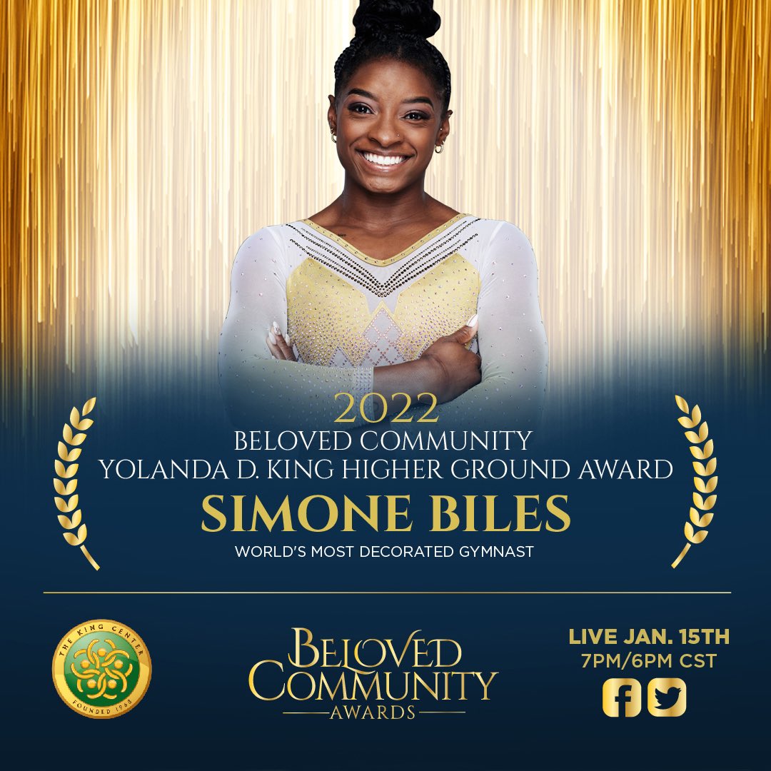 Be A King (@berniceking) on Twitter photo #SimoneBiles is an inspiration.
She is the world’s most decorated gymnastics champion and a transparent, compassionate champion for mental health.
<a href="/TheKingCenter/">The Martin Luther King, Jr. Center</a> is excited to honor her at our 2022 Beloved Community Awards.
Thank you for who you are, <a href="/Simone_Biles/">Simone Biles</a>. #SimoneBiles is an inspiration.
She is the world’s most decorated gymnastics champion and a transparent, compassionate champion for mental health.
<a href="/TheKingCenter/">The Martin Luther King, Jr. Center</a> is excited to honor her at our 2022 Beloved Community Awards.
Thank you for who you are, <a href="/Simone_Biles/">Simone Biles</a>.