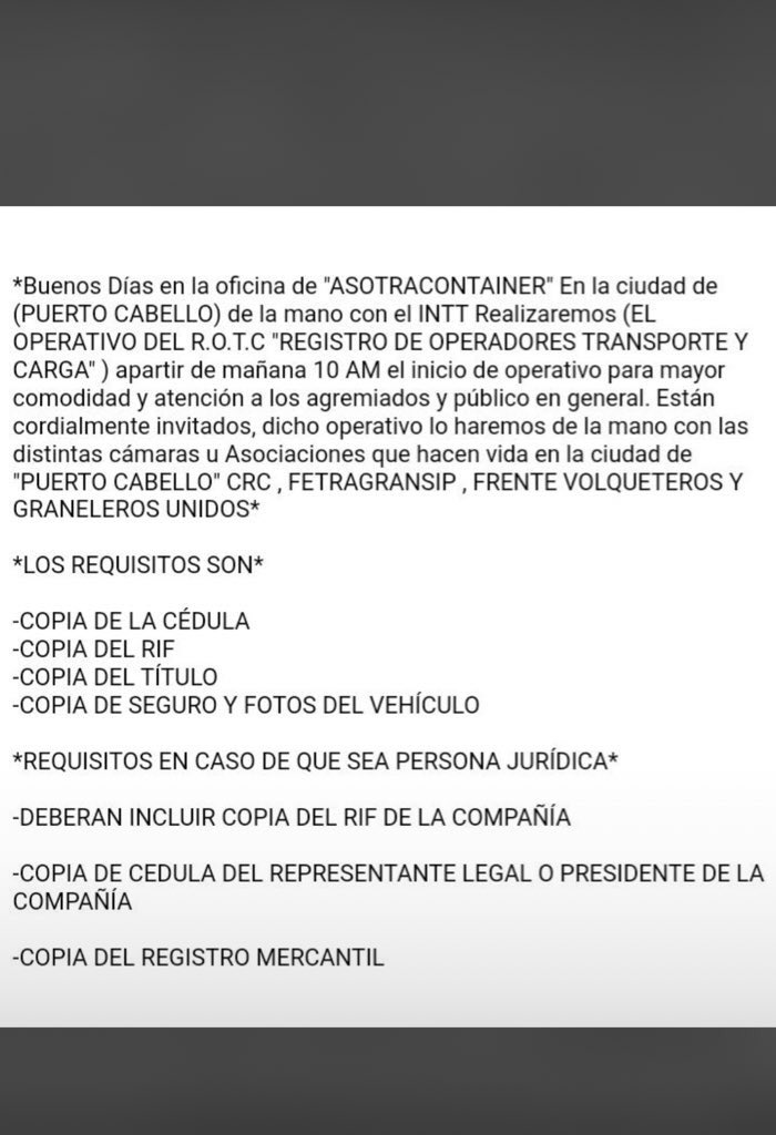 asotracontainer's tweet photo. Esto es para el día de mañana 10 de la mañana . https://t.co/ONHMAY46qb