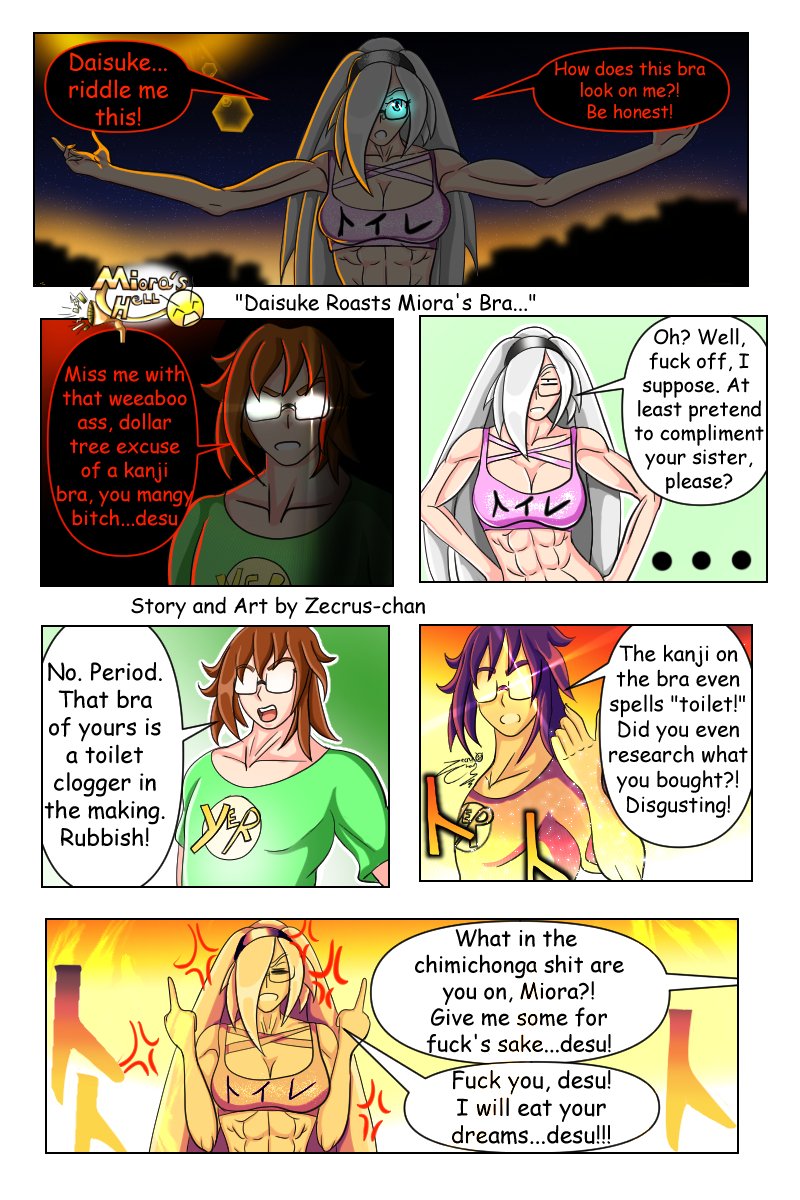ZecrusChan17's tweet photo. New page of Miora's Hell is now up. Miora asks intensely for her brother Daisuke's opinion on how her new bra looks on her...she doesn't like his many answers lol
#webcomic #OC #originalcharacter #miorashell https://t.co/gpsBfxYdWO