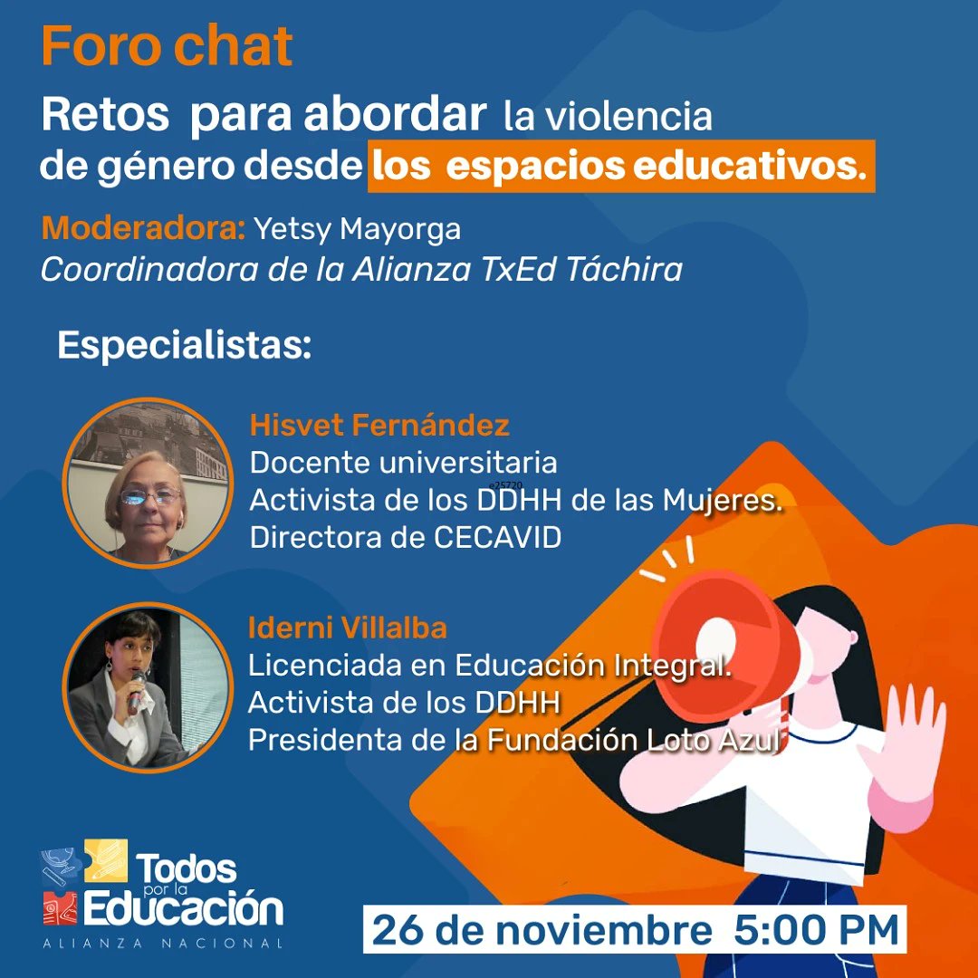 iderni's tweet photo. Retos para abordar la Violencia de Género desde los Espacios Educativos.
Puedes participar a través del siguiente link:
https://t.co/1933s2zNSy https://t.co/W8bqfQHVoo