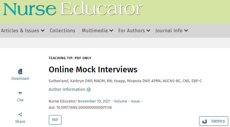 NEjournalonline's tweet photo. Read about how to help prepare nursing students for entry into the professional environment through online mock interviews.

Read the new #EarlyAccess #TeachingTip! "Online Mock Interviews"

https://t.co/BH6blxJu8m https://t.co/R8lY9EshTc