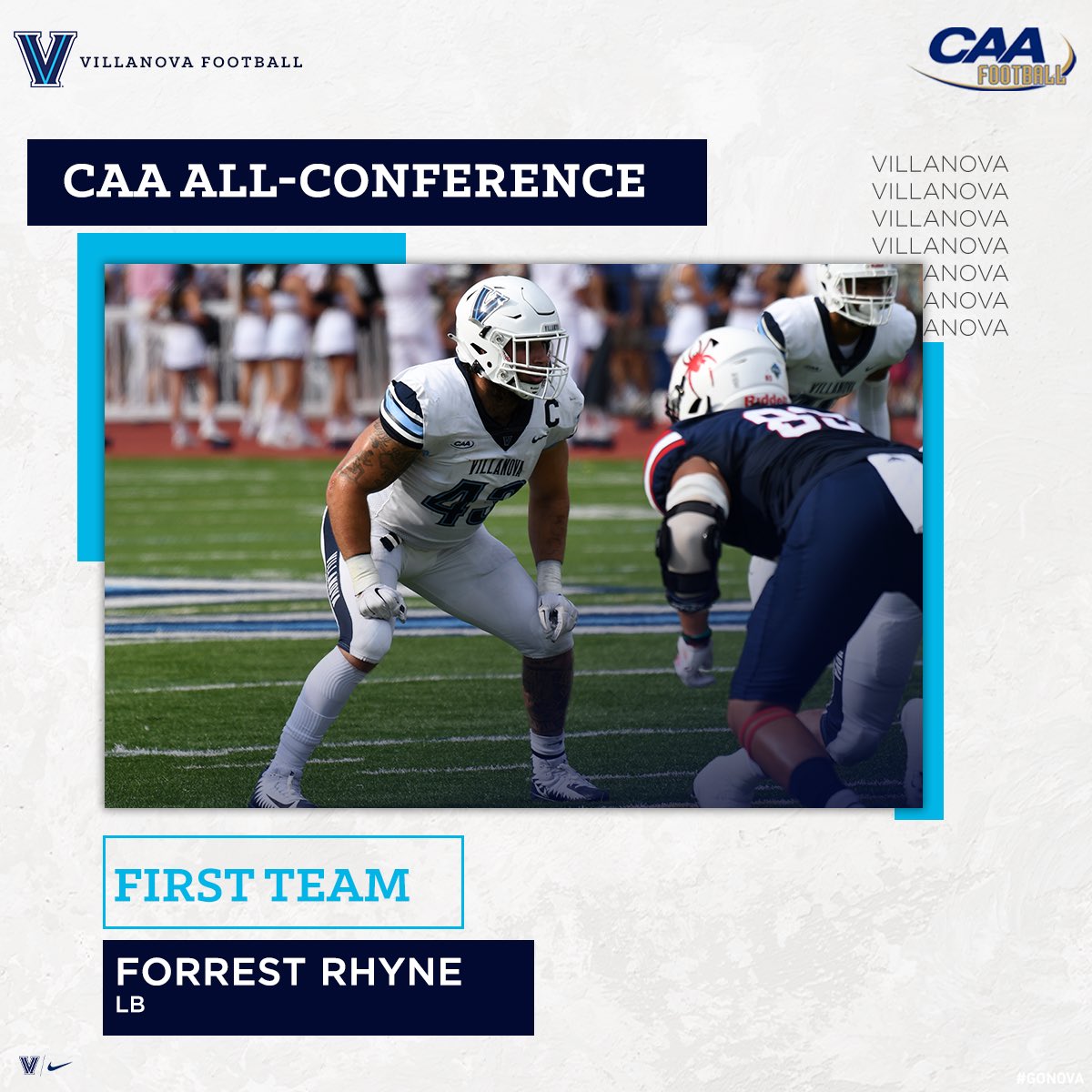 NovaFootball's tweet image. 𝐅𝐢𝐫𝐬𝐭 𝐓𝐞𝐚𝐦 All-CAA❕

Graduate Student LB, 𝐅𝐨𝐫𝐫𝐞𝐬𝐭 𝐑𝐡𝐲𝐧𝐞
Senior CB, 𝐂𝐡𝐫𝐢𝐬𝐭𝐢𝐚𝐧 𝐁𝐞𝐧𝐟𝐨𝐫𝐝
Senior OL, 𝐌𝐢𝐜𝐡𝐚𝐞𝐥 𝐂𝐨𝐫𝐛𝐢