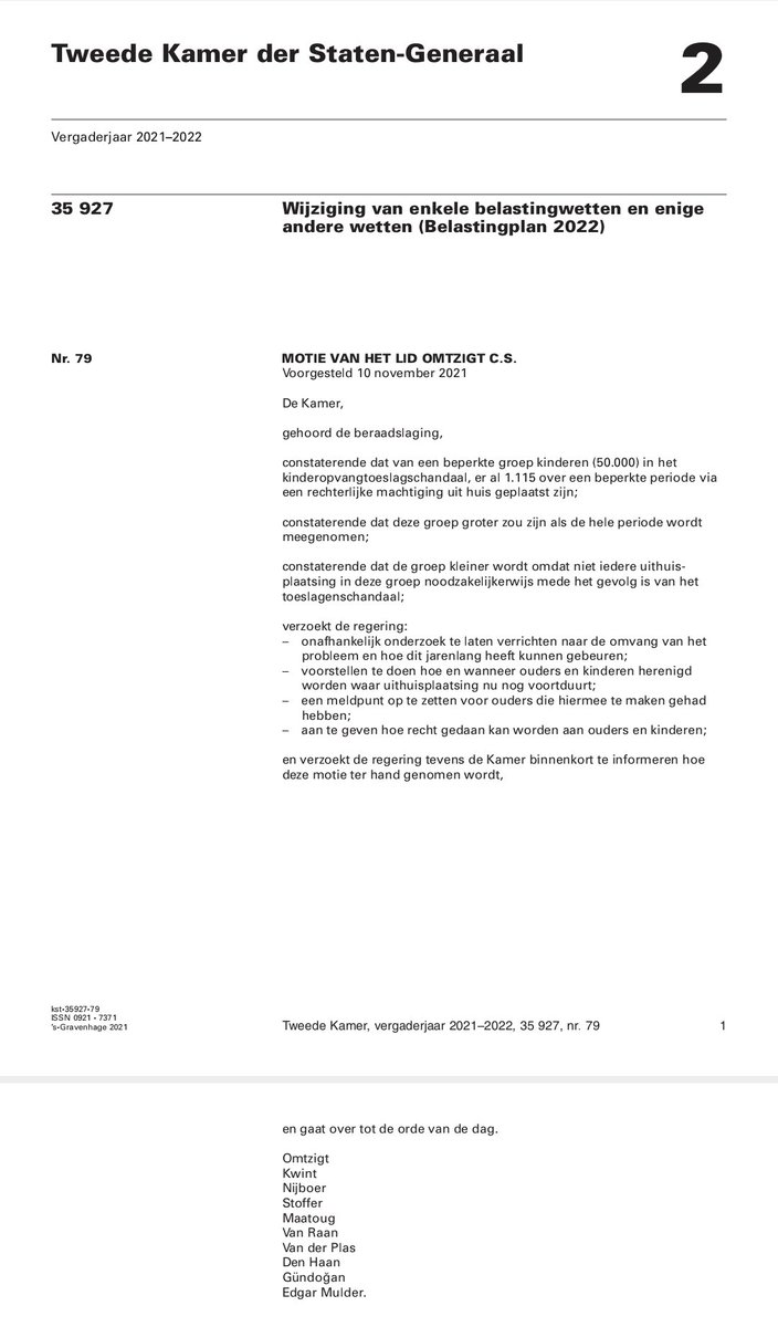 TvanT's tweet image. @NakadPhd @elonmusk @JoeBiden @SpeakerPelosi @AngelaMerkel_DE @vonderleyen @CharlesMichel @KarimKhanQC @IntlCrimCourt @jchatterleyCNN
@minpres @SigridKaag 

Motie @PieterOmtzigt: 

Aangenomen motie:
tweedekamer.nl/downloads/docu…

Zijn 45.000 kinderen verdwenen...