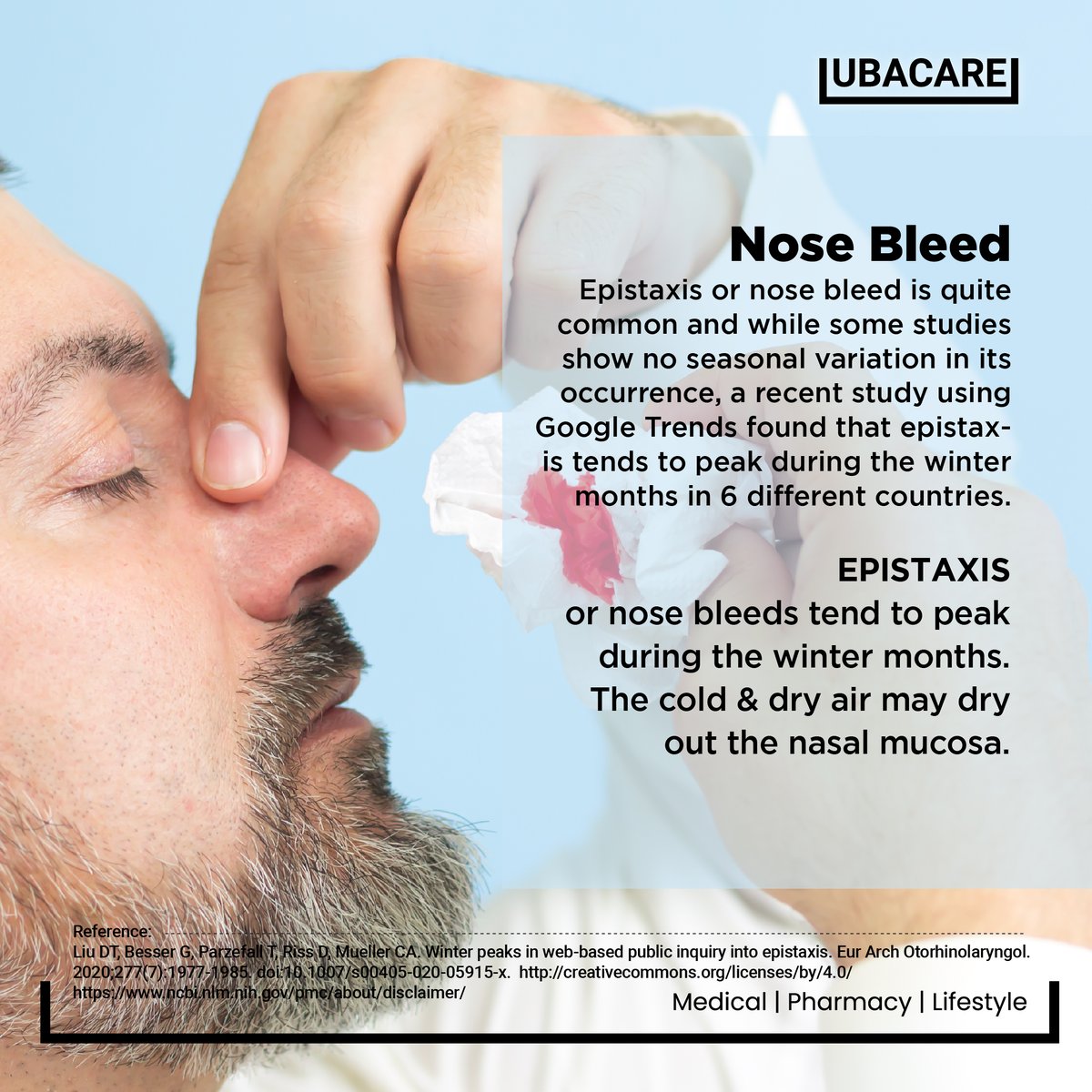 ubacareofficial's tweet photo. Are you ready for nosebleed season?

#interestingfacts #senses #body # #ubacare #health #healthy #womenshealth #facts #wellbeing #noses #nosebleeds #winter #pharmacy #pharma https://t.co/nsLrQPNqMz