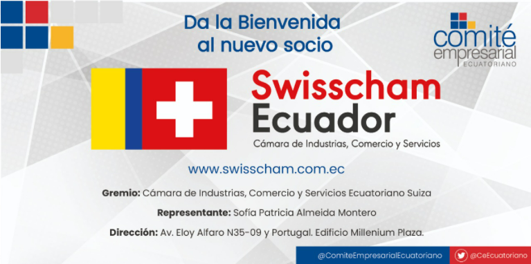 swisschamec's tweet photo. La Swisscham Ecuador se enorgullece de ser parte de los socios del @CeEcuatoriano 🤝.

Trabajamos a diario y #FortalecemosRelacionesBilaterales para garantizar que exista #MásEcuadorEnElMundo 💯. https://t.co/SSz1kyLD7A