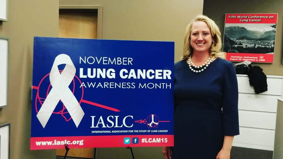 2015. Newly dx with lung cancer. My 1st #lungcancerCancerawarenessmonth advocacy event. I cried through sharing my #lungcancer story. But found hope in the words & encouraging support from @fred_hirsch & the lung cancer survivors I met that day. #lcam #lcsm ,#lungcanceradvocacy
