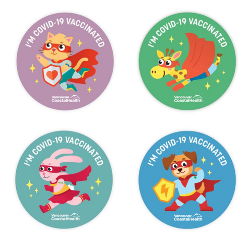 j_mcelroy's tweet photo. Ranking B.C.'s COVID kids stickers:

1. Dog: cute power pose, fun shield, floppy ears

2. Giraffe: delightful cape, flying is fun, breaks rules of physics but i don't care

3. Cat: are we about to fly? unclear, but the shield is nice

4. Bunny: colours too similar, running is meh https://t.co/2pyRcxSRhv