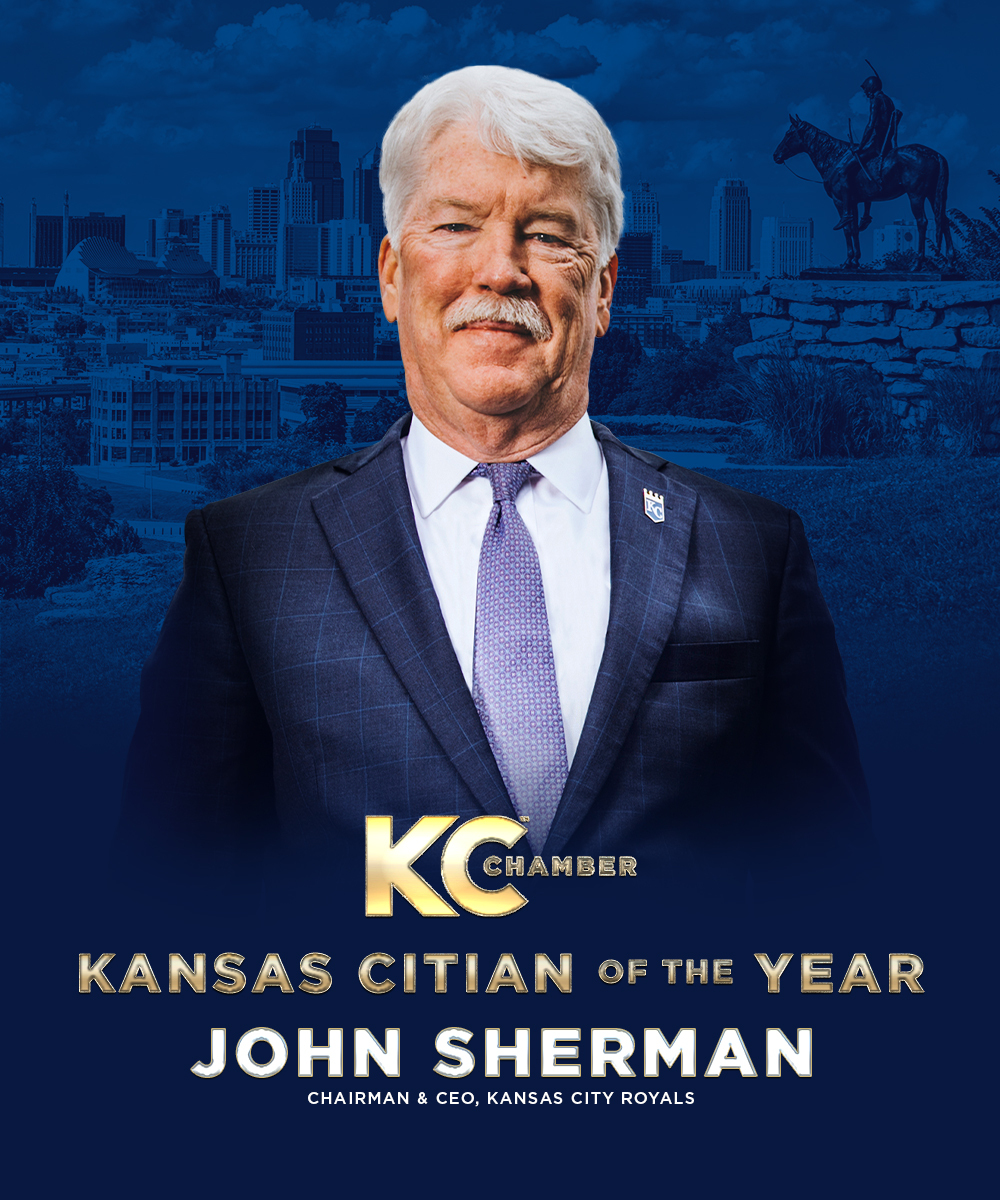 Royals's tweet photo. The KC Chamber has named John Sherman the 2021 Kansas Citian of the Year! https://t.co/Swqkj6DGzp