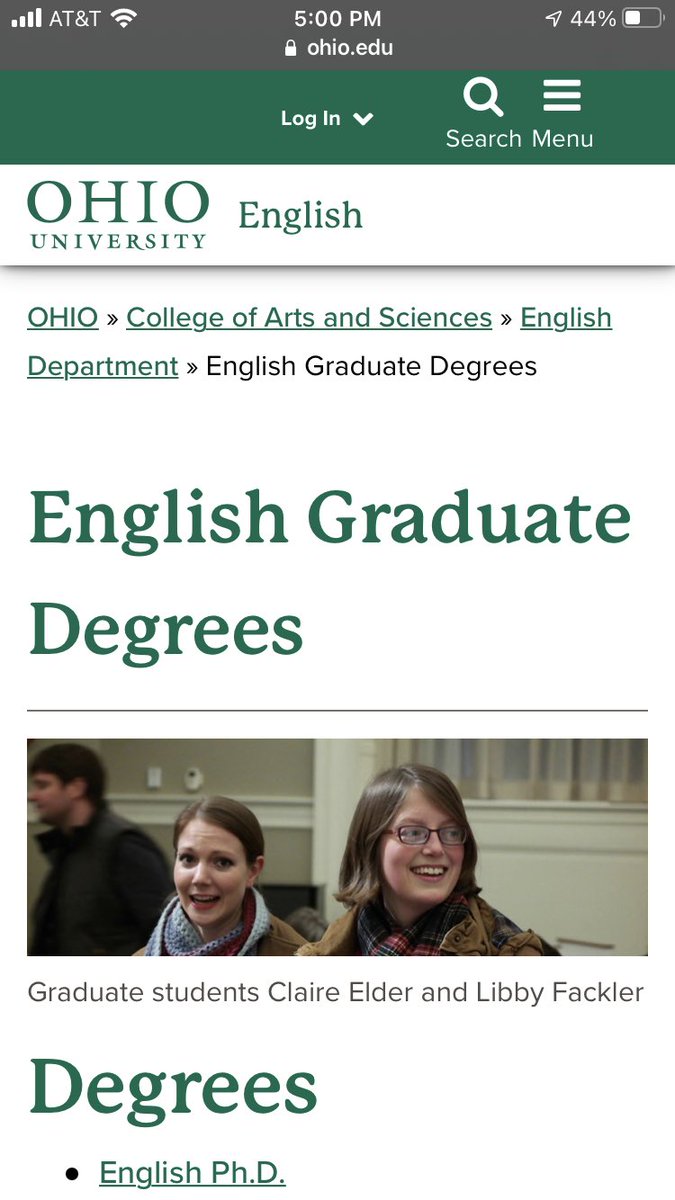 ClaireEEder's tweet photo. Really glad this super sassy picture of me is memorialized on my alma mater’s english department website. https://t.co/gxM1Rknu3j