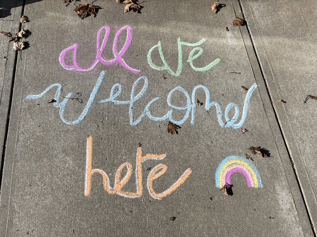 I only managed three sidewalk drawings today in #colchester because it’s windy and cold! Hopefully these spread love this thanksgiving week! #colchesteriskind #kindness #chalk