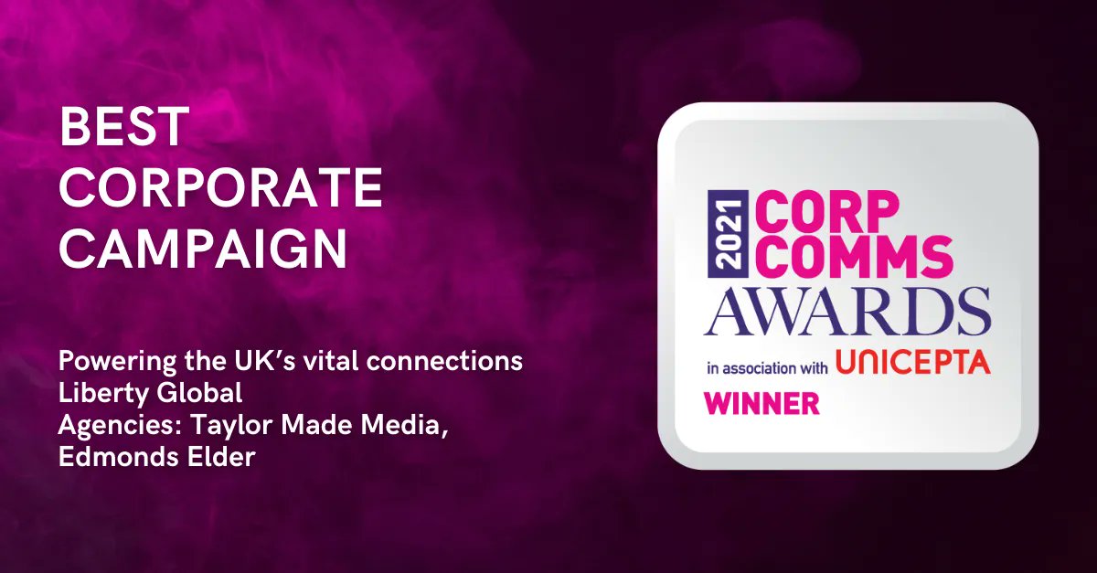 Thrilled to bits! RT <a href="/CorpCommsMag/">CorpComms Magazine</a>: Next up, it's Best Corporate Campaign which goes to <a href="/LibertyGlobal/">Liberty Global</a> <a href="/TaylorMadeTV/">Taylor Made Media</a> and <a href="/EdmondsElder/">Edmonds Elder</a> for ‘Powering the UK’s Vital Connections’. #ccawards