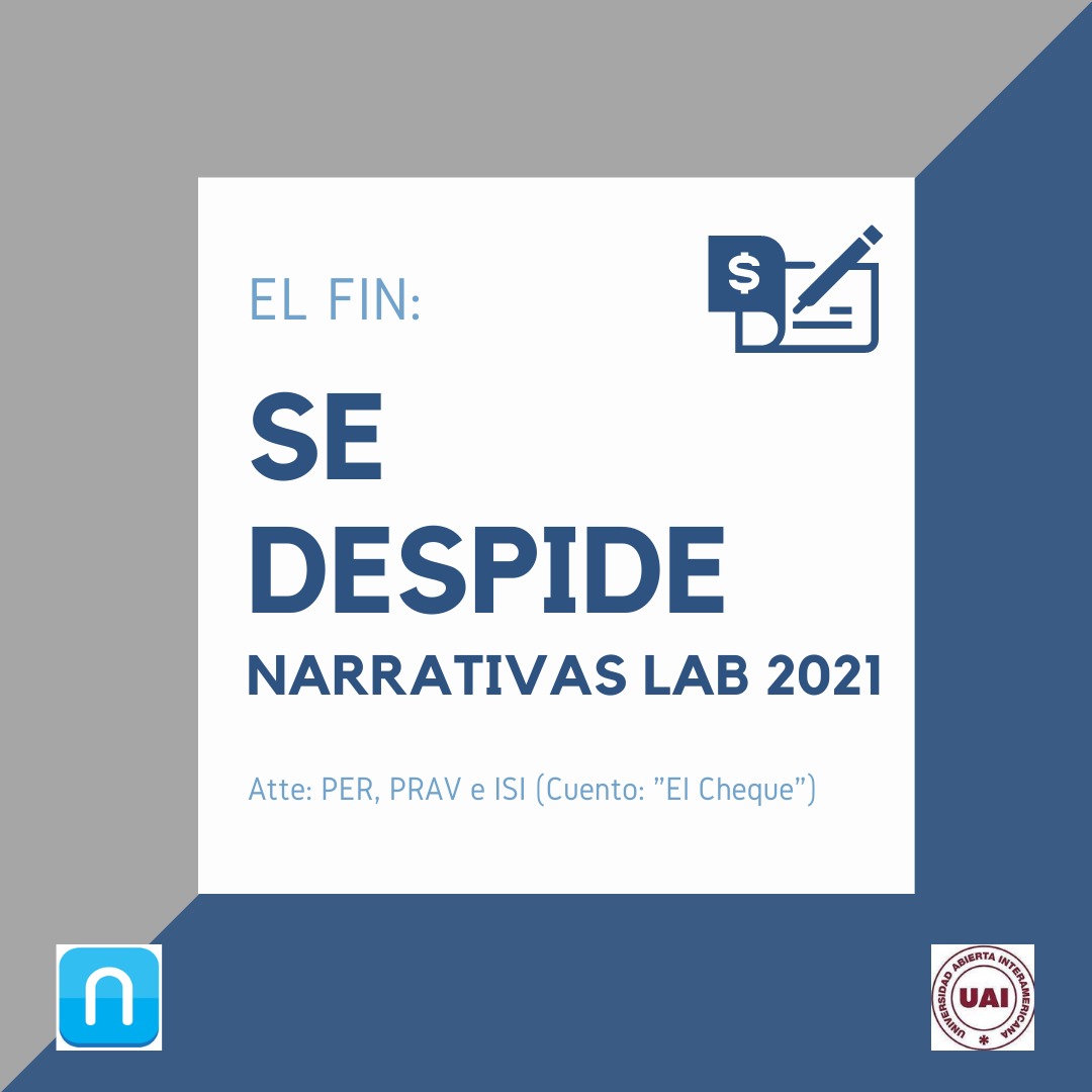 NarrativasLab's tweet photo. Desde el grupo “EL CHEQUE” nos despedimos.👋🏼
Luego de un arduo trabajo durante estos cuatro meses,hoy nos toca despedirnos de ustedes.
Gracias por formar parte de Narrativas Lab y acompañarnos semanas tras semanas estando del otro lado.🤳🏼
¡Hasta las próximas Narrativas Lab!🤩👋🏼 https://t.co/KCycU1sNie