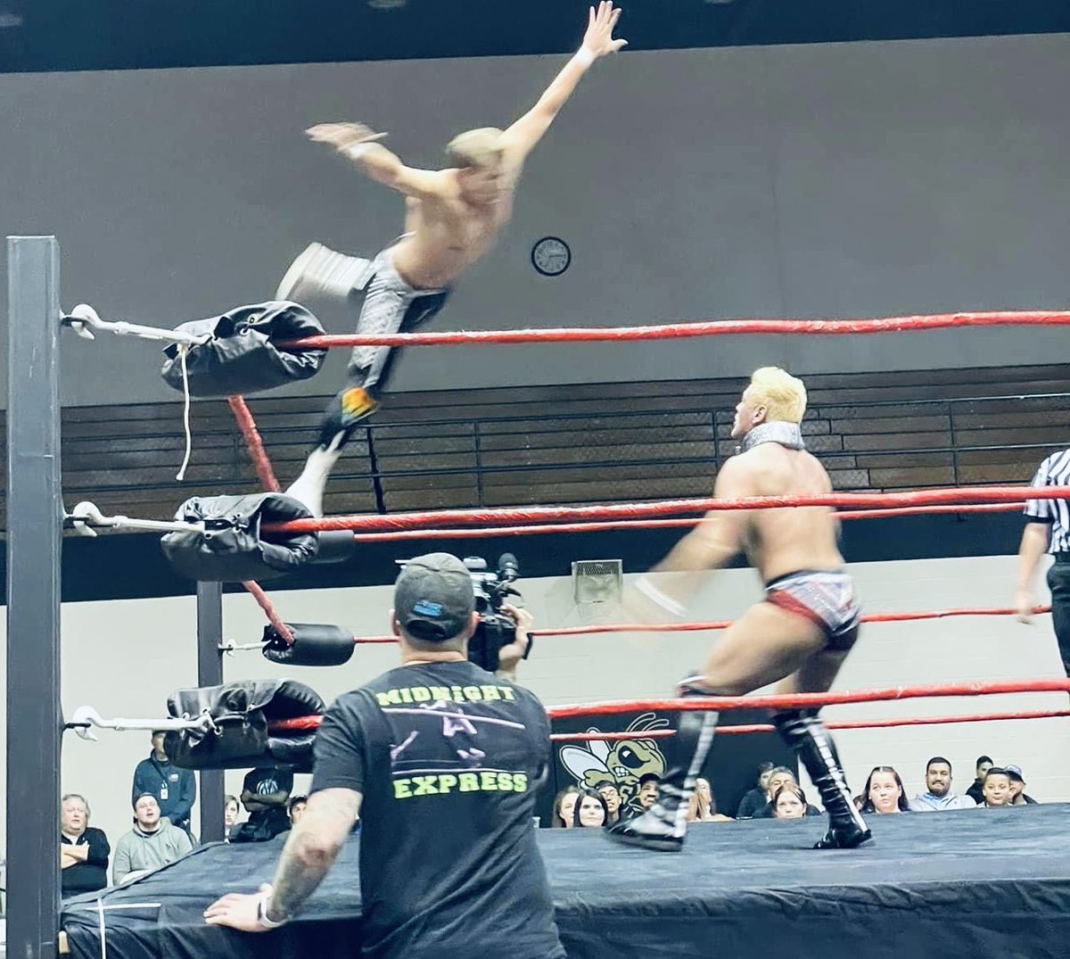 TSMIT21's tweet photo. @RealKerryMorton flying towards @kalebKonley during the inaugural #wemit https://t.co/mRXkhXMEDC