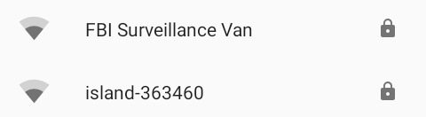 VenkmanG's tweet photo. Is it really the FBI or is it just named that to make you think it isn't but it is? Hmm.... #WiFinames around town #WiFi https://t.co/OPEyVXbYRD