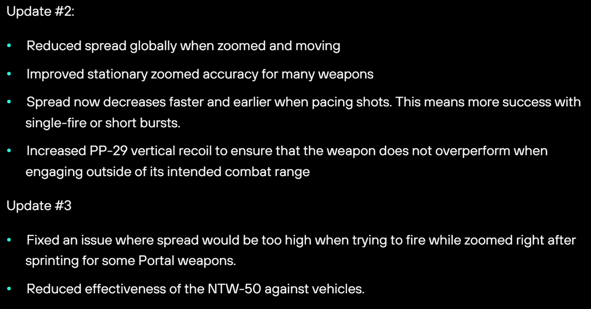 BFBulletin's tweet photo. NEWS: Upcoming #Battlefield2042 weapon changes (highlights).

➡️ Update 2: November 25th.
➡️ Update 3: Early December. https://t.co/OkuYFSTmXR