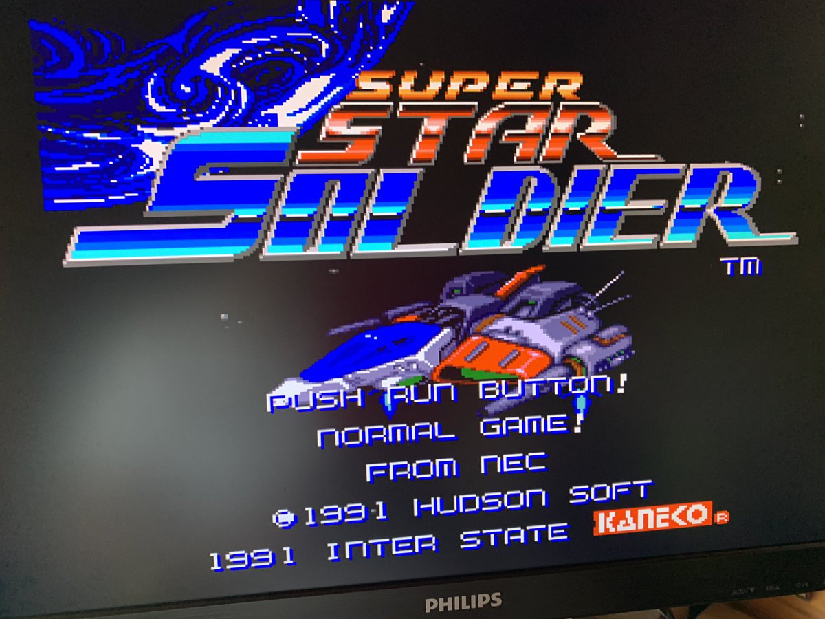 osakanadayo0507's tweet photo. おはようございます。
PCエンジンのスーパースターソルジャーはスピードと派手さがとても爽快ですね！ジャンジャンバリバリ敵が攻撃してきます😅🐟買わなきゃハドソン‼️#レトロコンシューマー愛好会  #レトロゲーム  #ハドソン #pcエンジン  #retrogamer  #RetroGaming https://t.co/Lnvb5AOu3G