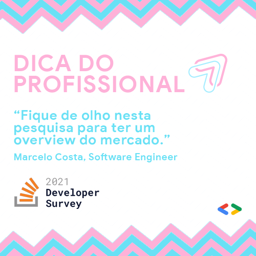 googledevbr's tweet photo. Marcelo Costa (@mesmacosta) sugere a devs iniciantes que acompanhem o 2021 Developer Survey para ter uma noção do que está rolando no mercado.

🔵 Para acessar, clique: https://t.co/Bv6cGYxBeB

(Não se esqueça de salvar o link nos seus favoritos! 😉) https://t.co/jw3vG4vTl9