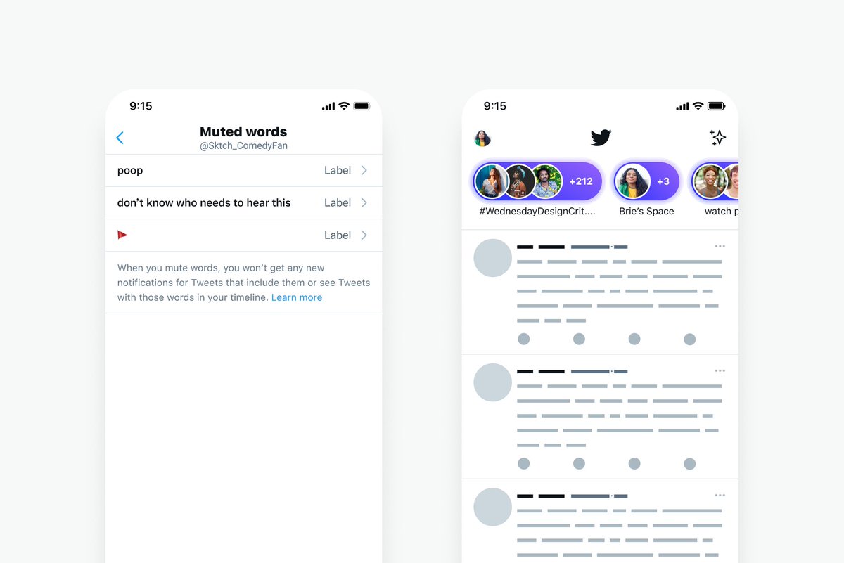 Spaces Twitter Tweet: you muted that for a reason...

so now when a word or phrase you’ve muted is in the title of a Space, you won’t see it at the top of your Timeline—even if someone you follow is hosting, speaking, or listening https://t.co/K8sZb0d21C