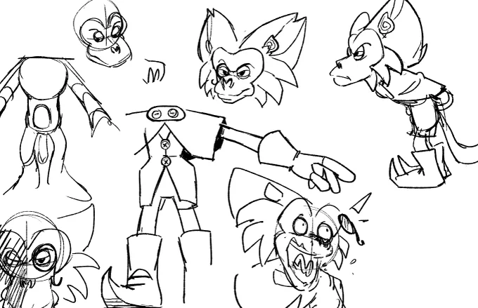 Here's some concept sketches I did of Dr. Bad-Boon back when I was figuring him out for the piece. 