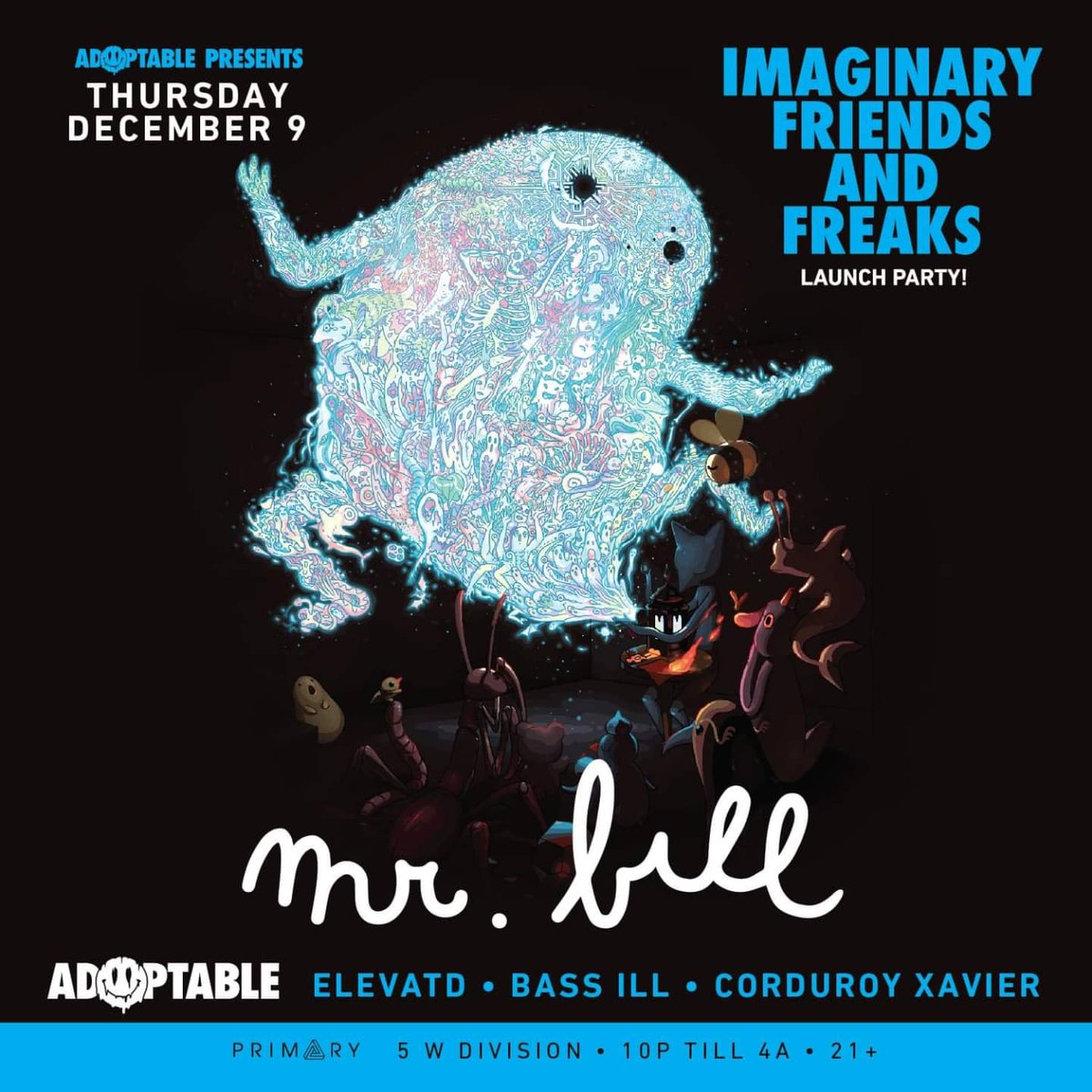 ELEVATDMusic's tweet photo. 📢 We're playing the new party Imaginary Friends &amp; Freaks brought to you by our friends Adoptable (@OrvilleKline + @iamjad3d)  on Dec 9 at Primary Chicago!!!

We'll be supporting @mrbillstunes alongside @Bass_iLL + @Corduroy_Xavier  w/ a "WAVEZ" set 🌊(come find out what it is)! https://t.co/PowByGyFyV