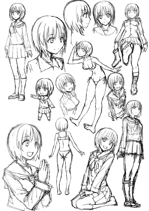 手慣らしで描いてた西住殿 
