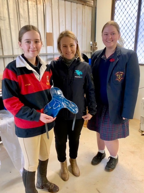 RacingSA's tweet photo. Our Industry Training and Development Officer, @Clare1Lindop (pictured here with students Matilda and Taylor), recently spoke at Trinity College's Equestrian Centre 😁

The enthusiasm and passion of the students was clear to see 👏 https://t.co/w13K7WKUyx
