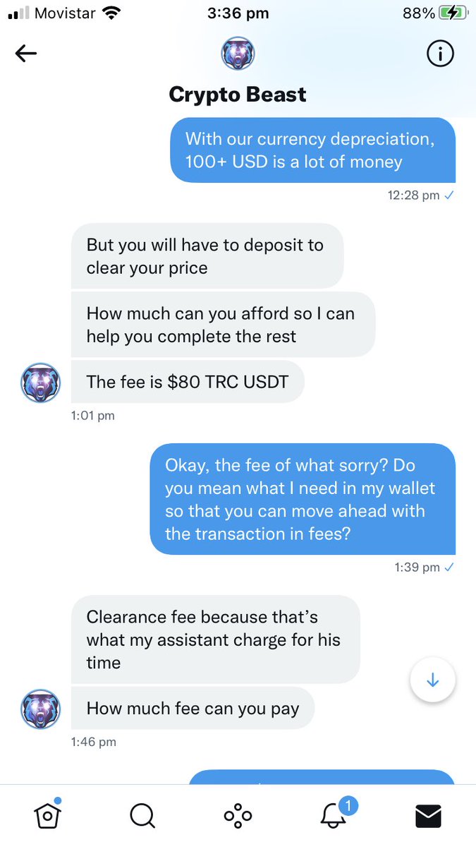 emeferrryra's tweet photo. @CryptooBeast Hi guys, be aware of this guy. His giveaways are a scam. I “was selected” as the winner of giveaway a few days ago. He tried to take money from me. 

See screenshots below https://t.co/8881k4DGKp