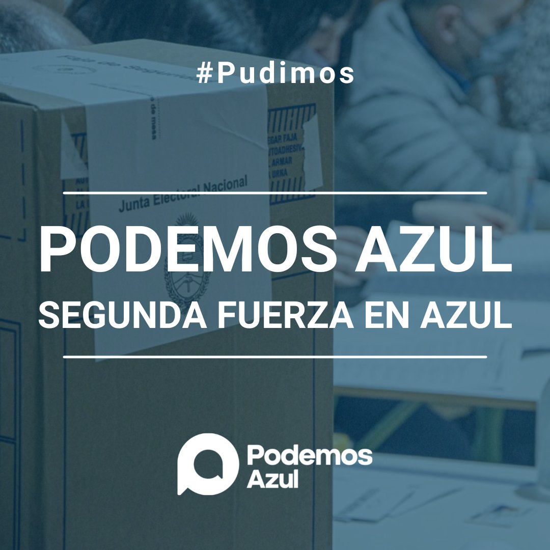 PodemosAzul's tweet photo. 📍 Podemos Azul fue la segunda fuerza más votada en el Partido
Leé la nota completa acá 👉 https://t.co/uT3BRyhpHA
#Pudimos #PodemosAzul https://t.co/wY8ui8NQN7