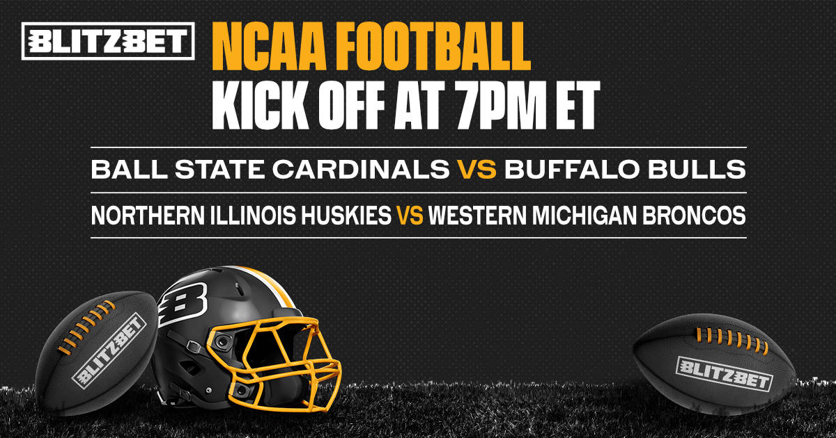 BlitzBet's tweet photo. 𝗖𝗢𝗟𝗟𝗘𝗚𝗘 𝗙𝗢𝗢𝗧𝗕𝗔𝗟𝗟 
2️⃣ games at 🕖 7pm ET 🏈

Ball State 🆚 Buffalo
Northern Illinois 🆚 Western Michigan 

All markets ⤵️
https://t.co/fbWXFOC56v

#NCAA #NCAAF #CollegeFootball #TrueCardinals #UBhornsUP #TheHardWay #LetsRide https://t.co/rmJtCrih7j