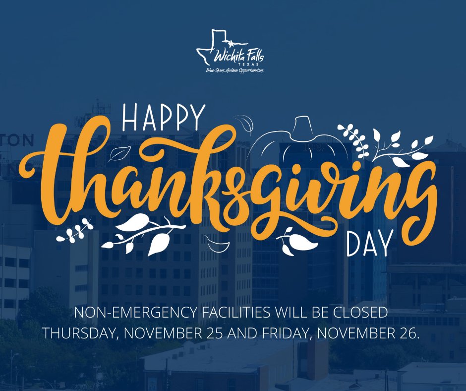 CityofWF's tweet photo. Wishing everyone a happy, healthy, and tasty Thanksgiving holiday! 🦃 

🚨REMINDER🚨

The trash pickup  schedule will be adjusted as follows:
https://t.co/yWn8NGsdPV https://t.co/ZBdTzNVSOz