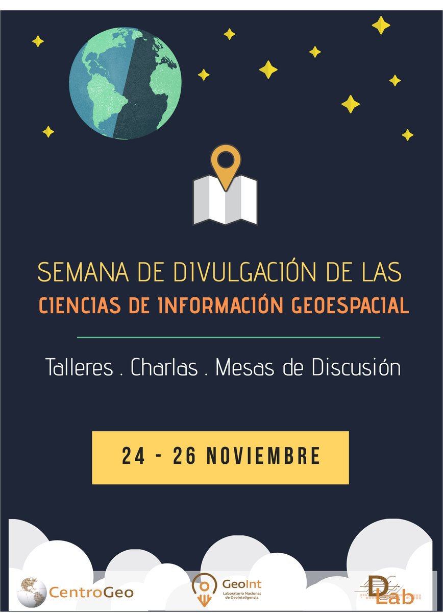 igiscConference's tweet photo. Acompañanos en la Semana de Divulgación de las Ciencias de información Geoespacial..!!  Tendremos charlas y talleres 
La entrada es abierta a través de la plataforma Gather.!!! https://t.co/XfD4RKPgsi
No te lo pierdas..!!! #CentroGeo #CienciaDeDatosGeográficos #SIG #SpatialData https://t.co/StQxBALWOC
