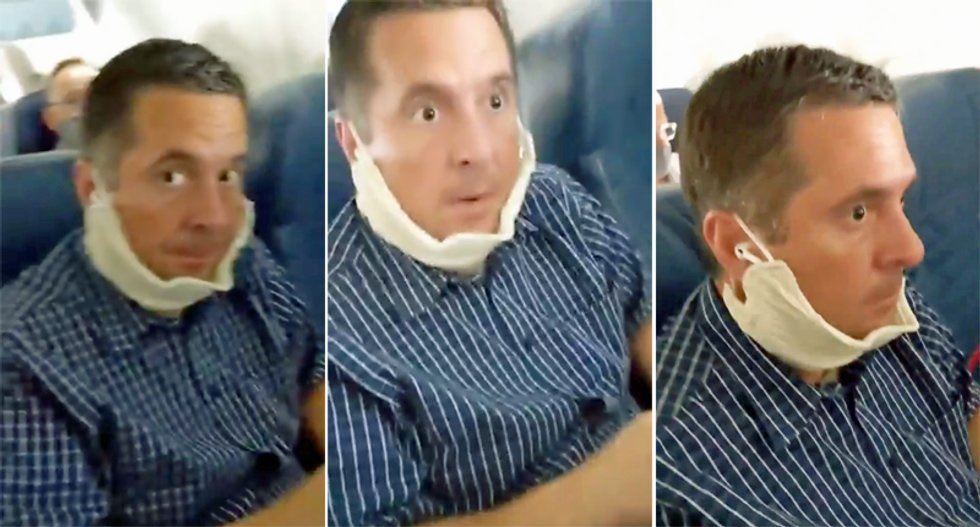 Devin Nunes on a plane refusing to wear his mask. He’d hate it if 1000 people RT’d this. Follow @FearlessPAC to join our fight against him.