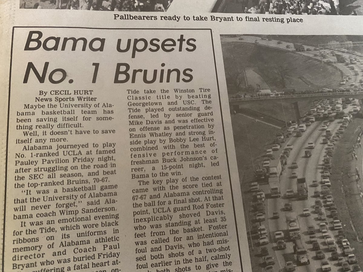 JournoRyan's tweet photo. It’s a sad day for Tuscaloosa and the entirety of Crimson Tide fandom. 

I’ve read Cecil Hurt my entire life and always saw him as being on another level. You will be missed 🙏

(This byline is from 1983 and appeared in the same issue that reported on Bear Bryant’s Funeral) https://t.co/op5vDbLakr