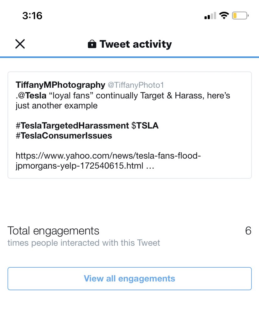 TiffanyPhoto1's tweet photo. Oh the games Twitter plays ....
Before “retweet”
After “retweet”
#TwitterCensorship $TSLA #TeslaTargetedHarassment #TeslaConsumerIssues https://t.co/dSGH5nApcy
