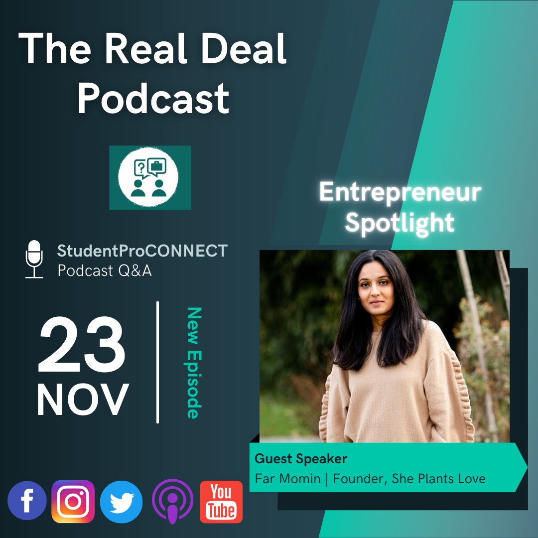 StudentProCONN1's tweet photo. Happy Tuesday! A new podcast episode is now available. This week's Q&amp;A is with Far Momin, the founder She Plants Love @sheplantslove, a renowned skincare line. Head over to your podcast listening app and our Youtube channel, to listen in on this inspiring Q&amp;A. https://t.co/s8mTi0oJL0