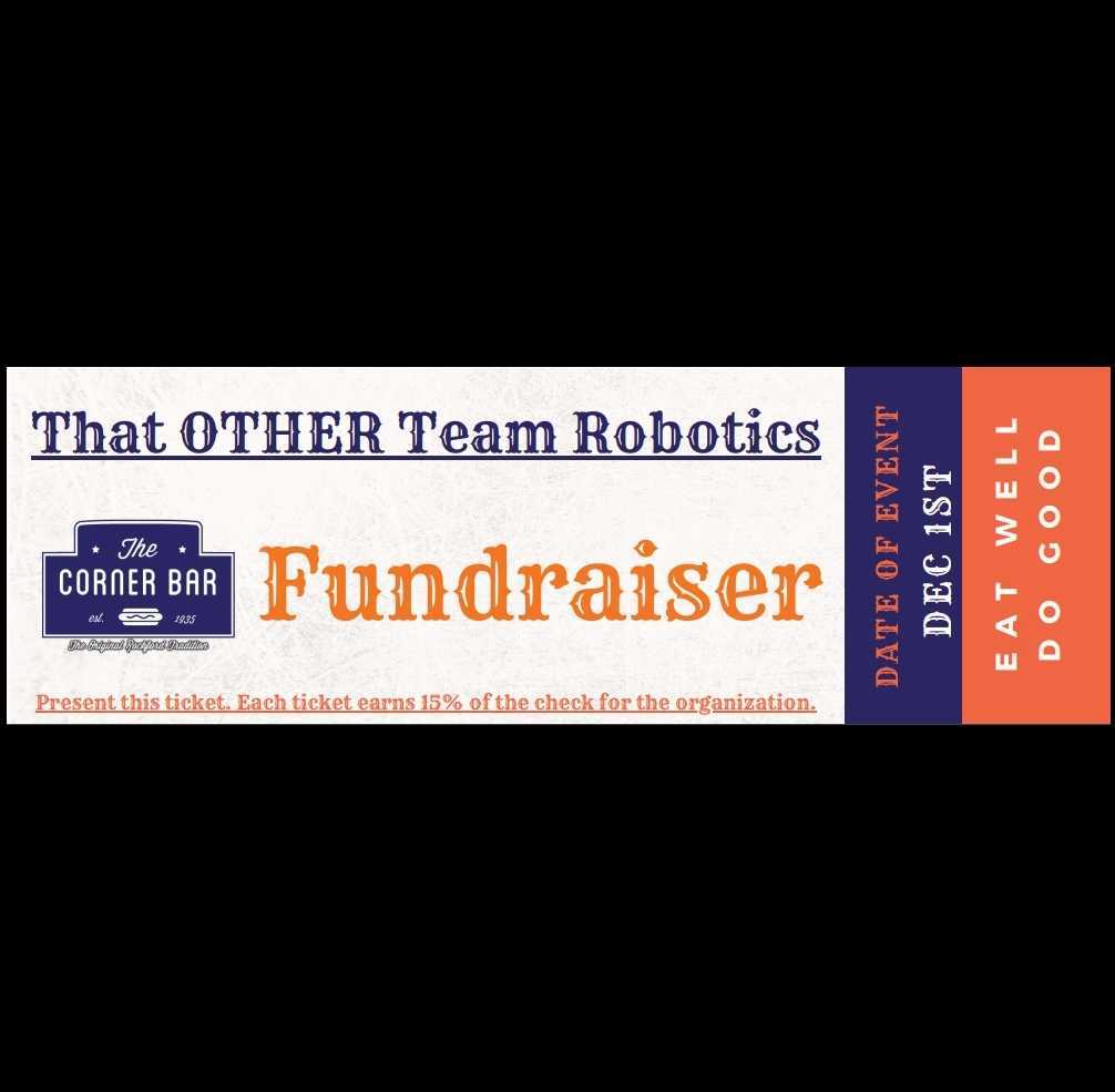 Team4967's tweet photo. join us at the corner bar fundraiser for our FTC team going to states use code that OTHER team 15% towards the team #firstinspires #firstfoward #omgrobots https://t.co/0it6UnS82U