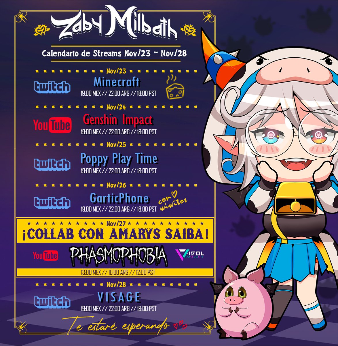 ZabyMilbath's tweet photo. ¡Iniciando otra excelente semana con una gran sorpresa! ♥
Mi programación:
#VTuberES #Vtuber #Vtubers #Gameplay #Minecraft #GenshinImapct #poppyplaytime #visage #vtubervaca #Latina #gamergirl https://t.co/3QPVTLB7Ql