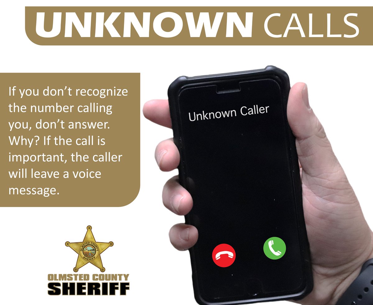 OlmstedSheriff's tweet photo. #TipTuesday: Don't give #scammers a chance. If you don’t recognize the number calling you, don’t answer. Why? If the call is important, the caller will leave a voice message and you can call them back.
#CrimePrevention #Scams #ScamTip #OlmstedCounty https://t.co/SkDMWwXdPz