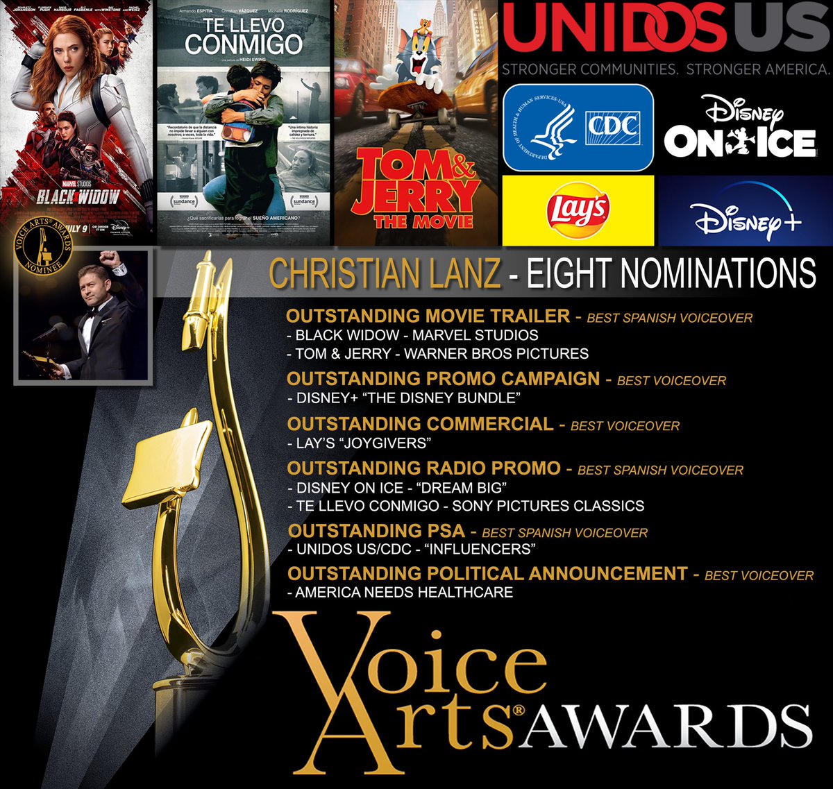 ChristianLanz's tweet photo. Big thanks to #SOVAS for these 8 #VoiceArtsAwards nominations recognizing the value of multicultural media &amp; authentic representation, and to the exceptional creatives who entrusted me with voicing their vision.
This was a team effort with you at the helm. Thank you! #voiceactor https://t.co/IzHLnK4IhU