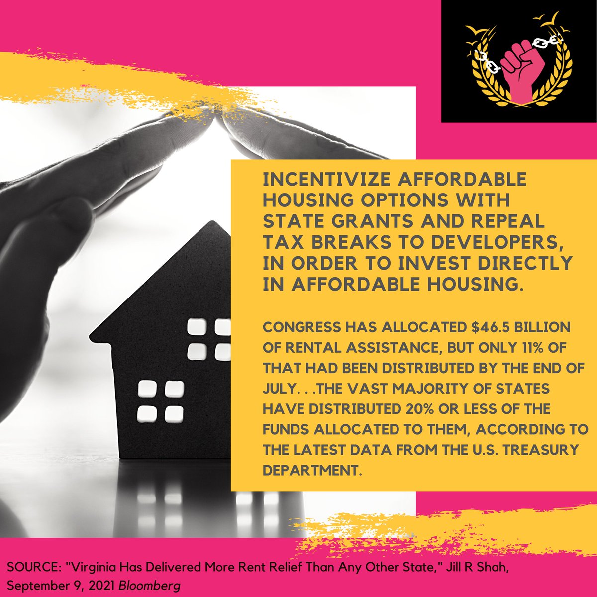 LiberationVA's tweet photo. Housing insecurity is a reality for millions of Americans. As costs of goods and utilities rise, it will remain a dire issue. Our housing policy supports and centers people over profit, incentivizing affordable housing options as we believe housing is a universal human right. https://t.co/4TrKtOUfkw