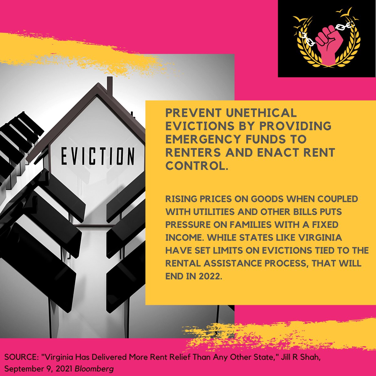 LiberationVA's tweet photo. Housing insecurity is a reality for millions of Americans. As costs of goods and utilities rise, it will remain a dire issue. Our housing policy supports and centers people over profit, incentivizing affordable housing options as we believe housing is a universal human right. https://t.co/4TrKtOUfkw