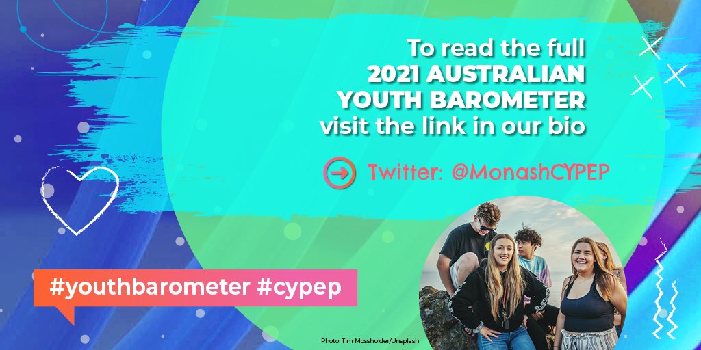 Big congratulations to the authors of the 2021 Australian Youth Barometer, which was officially launched yesterday <a href="/ProfLucasWalsh/">Lucas Walsh</a> <a href="/cwaite514/">Cathy Waite</a> #BertMagyar @BeatrizGalloC <a href="/masamikola/">Masha Mikola</a> and <a href="/blakeacutler/">Blake Cutler</a>! 🥳

#youthbarometer #cypep 
[10 of 10]
Full report 👇
 monash.edu/education/cypep